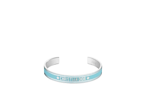 Dior Code Bangle In Silver-Finish Metal And Turquoise Lacquer